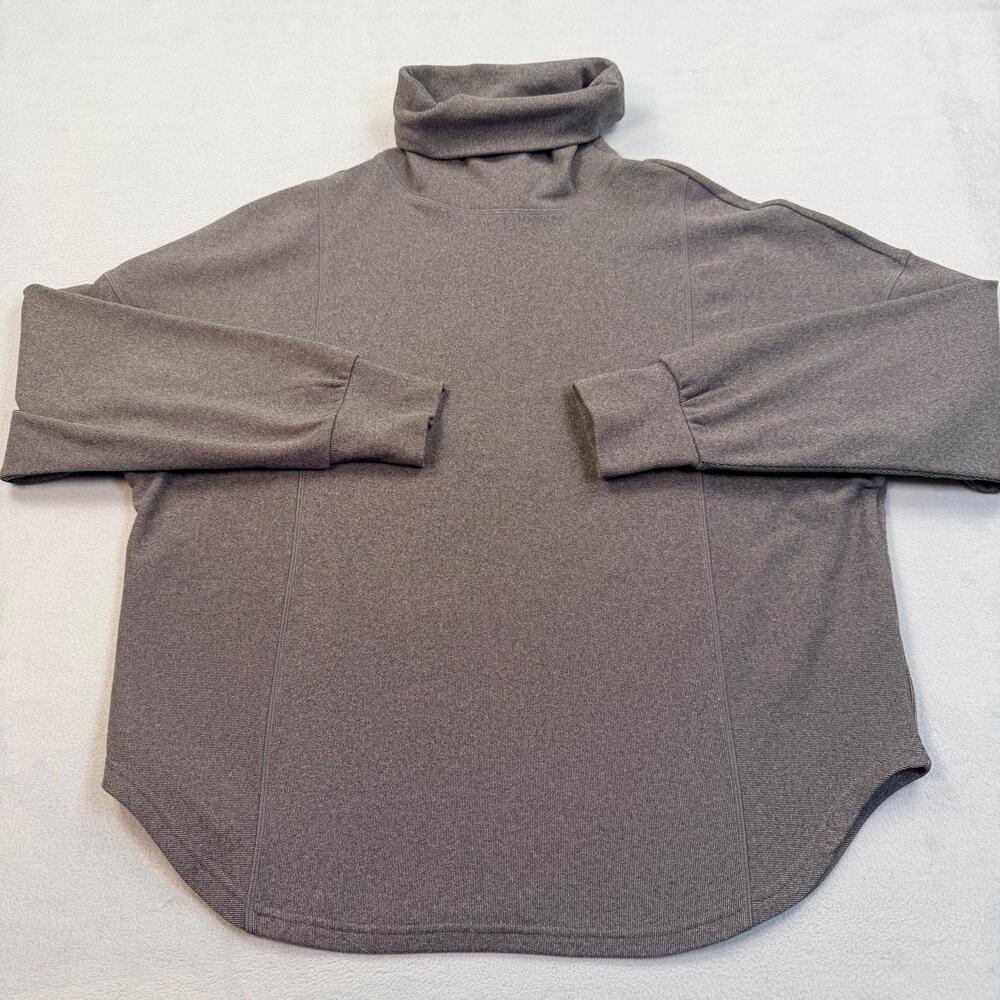 Varley Sweatshirt Womens Medium Gray Rainer Roll Neck Jumper Brushed Rib Knit